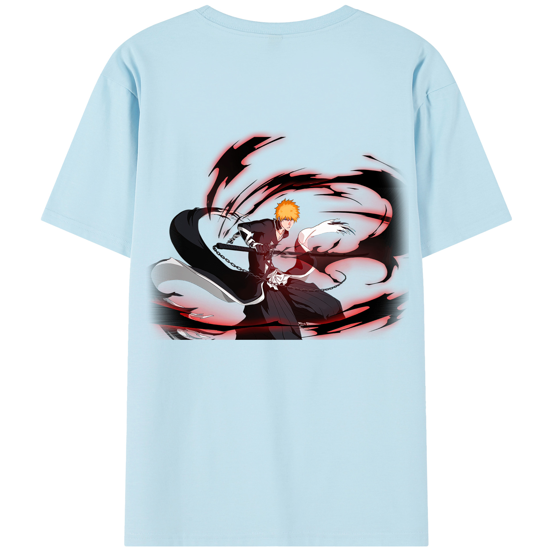 （画像用） ブリーチ 黒崎一護（くろさき いちご）BLEACH Kurosaki Ichigo 綿100％半袖Tシャツ（背面プリント）